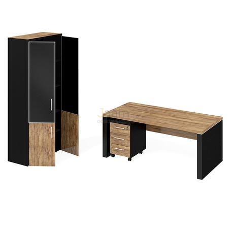 Кабинет руководителя Стол рабочий+тумба мобильная+шкаф комбинированный ПК-ПРЛ-КОМП№2
