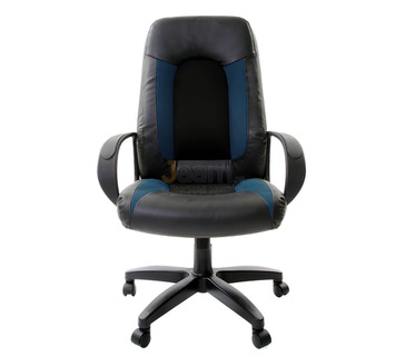 Кресло для руководителя Strike EX-525 экокожа черное/синее, ткань серая TW